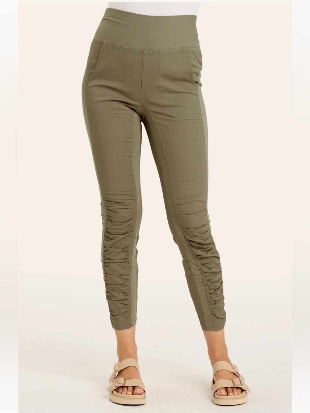 Wearables Core by XCVI Mid-Rise Penny Legging in Khaki NO POCKETS sz M